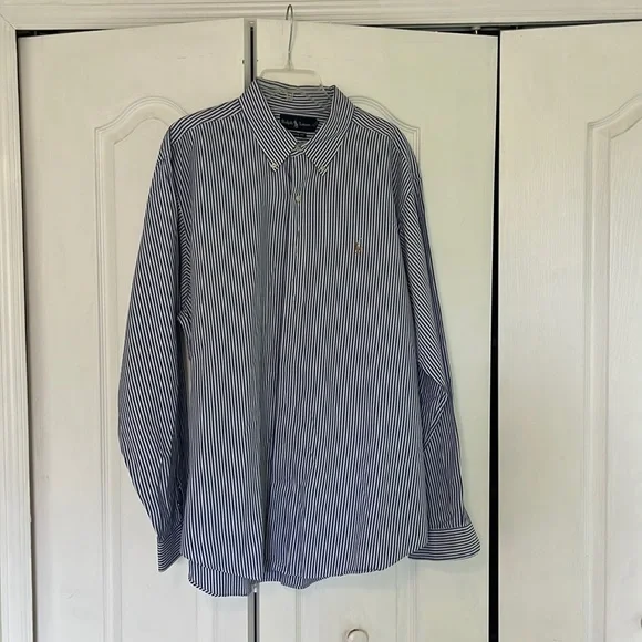 Ralph Lauren mens button down shirt in a blue stripe. Size XXL classic fit. - Picture 1 of 3